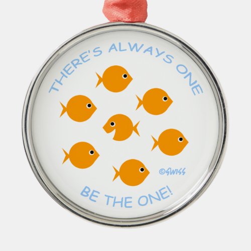 Inspirational Teacher Quote Cute Goldfish Cartoon Metal Ornament