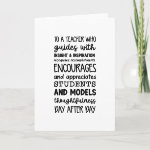 Inspirational Teacher Thank You Card Gift