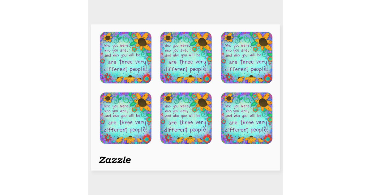 Inspirational Teal Floral Teacher Classroom Square Sticker | Zazzle