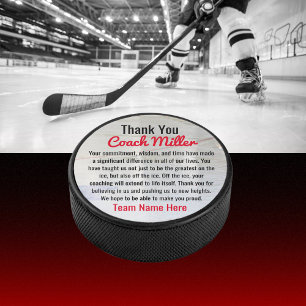 Inspirational Thank You Coach On Ice Hockey Rink  Puck