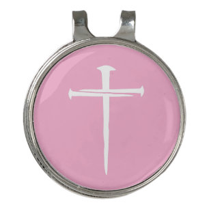 Inspirational Three Nails White Cross Christian Golf Hat Clip