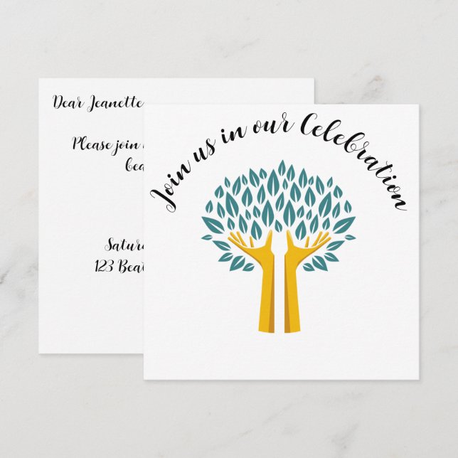 Inspirational Tree of Life Cancer Survivor Party Invitation (Front/Back)
