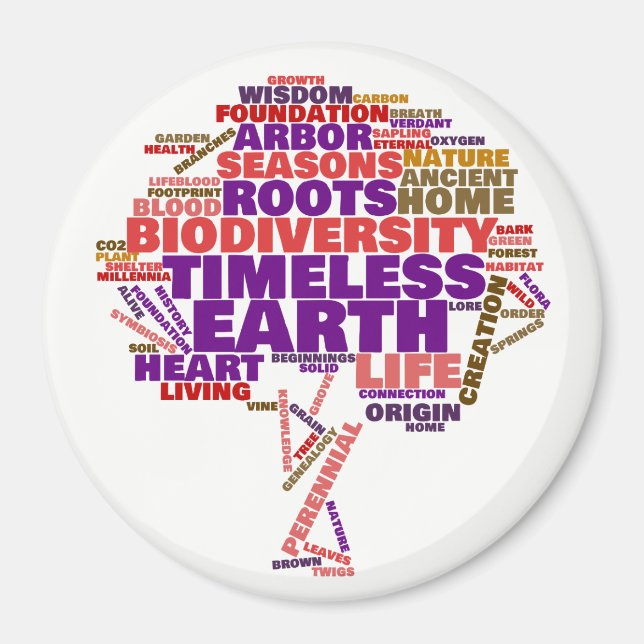 Inspirational Tree of Life Tag Cloud Magnet (Front)