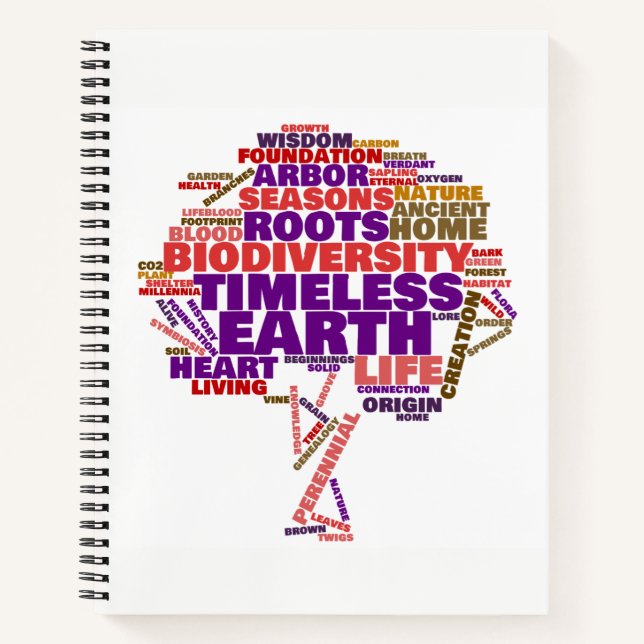 Inspirational Tree of Life Tag Cloud Notebook (Front)
