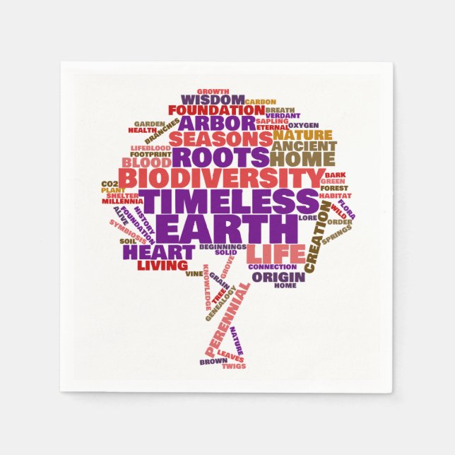 Inspirational Tree of Life Tag Cloud Paper Napkins (Front)