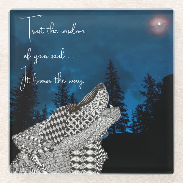Inspirational Trust the Wisdom of Your Soul Glass Coaster (Front)