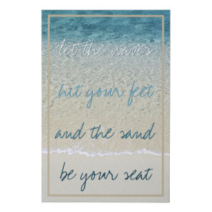 Inspirational Turquoise Blue Ocean Surf Waves Faux Canvas Print