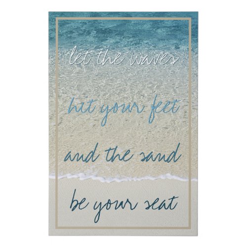 Inspirational Turquoise Blue Ocean Surf Waves Faux Canvas Print