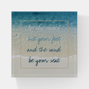 Inspirational Turquoise Blue Ocean Surf Waves Paperweight