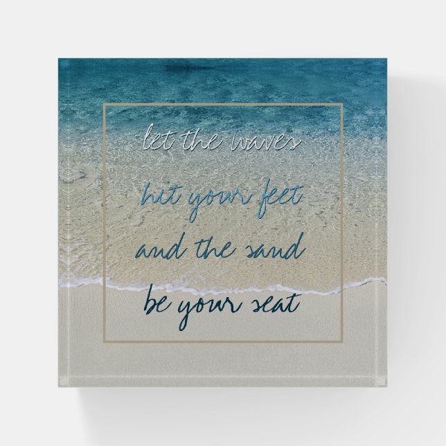 Inspirational Turquoise Blue Ocean Surf Waves Paperweight (Front)