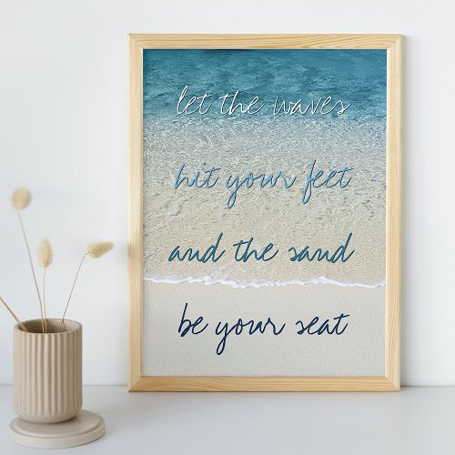 Inspirational Turquoise Blue Ocean Surf Waves Poster