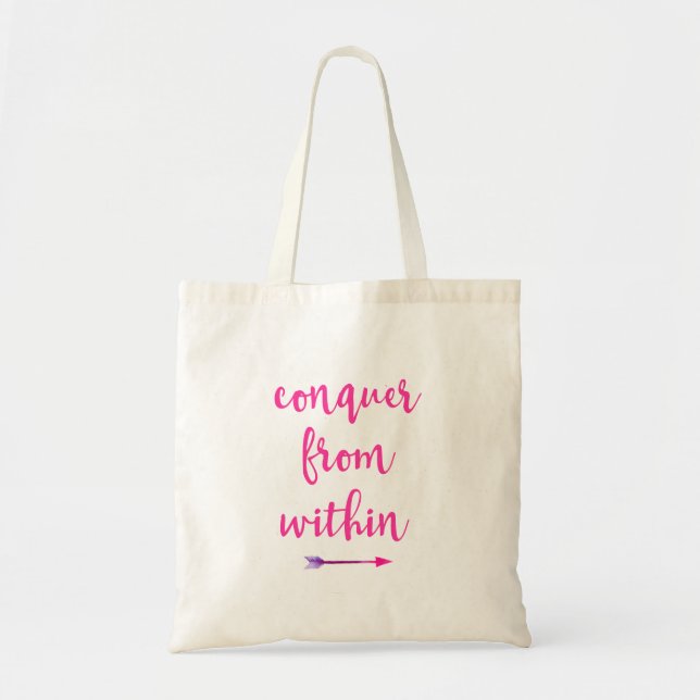 Inspirational Typography Quote Conquer from Within Tote Bag (Front)