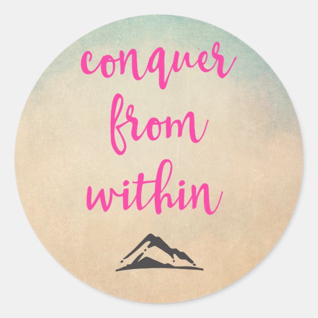 Inspirational Typography Quote on Determination Classic Round Sticker (Front)