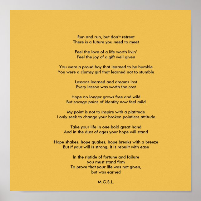 Inspirational Untitled Poem by Matt Poster (Front)