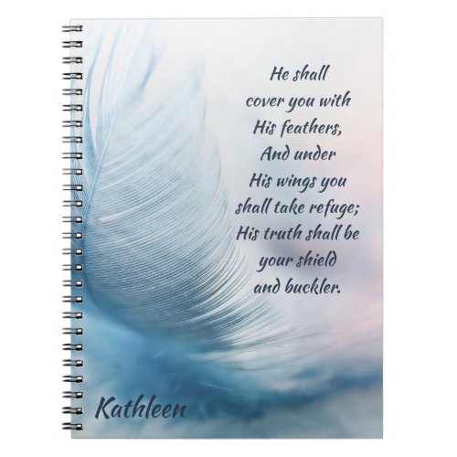 Inspirational Uplifting Psalm 914 Under His Wings Notebook