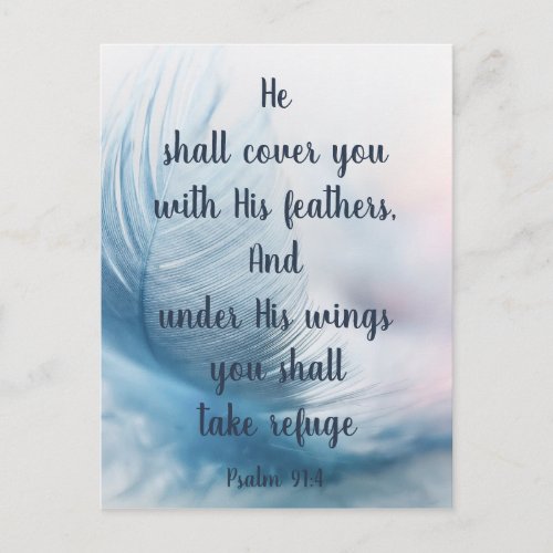 Inspirational Uplifting Psalm 914 Under His Wings Postcard