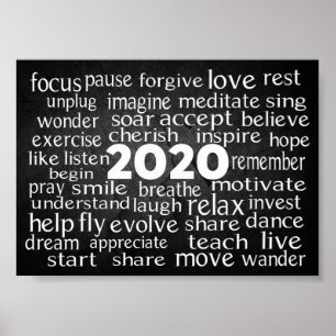 Inspirational Verb Word Cloud for 2020 Poster