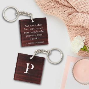 Inspirational Verse 1 Corinthians 13:13 Monogram Keychain