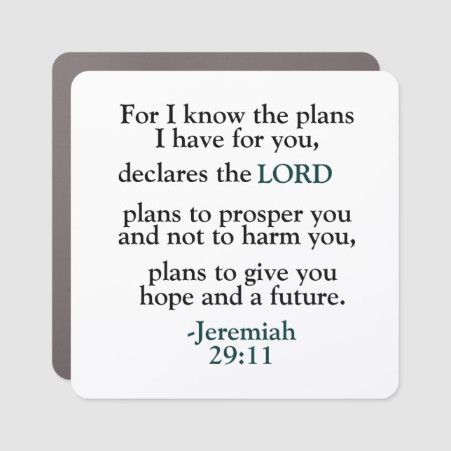 Inspirational Verse Jeremiah 29:11 Car Magnet (Front)