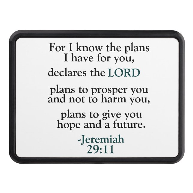 Inspirational Verse Jeremiah 29:11 Hitch Cover (Front)