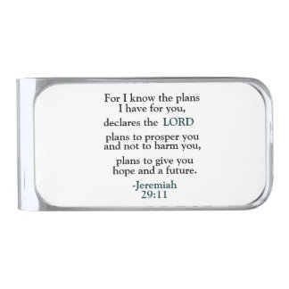 Inspirational Verse Jeremiah 29:11 Silver Finish Money Clip
