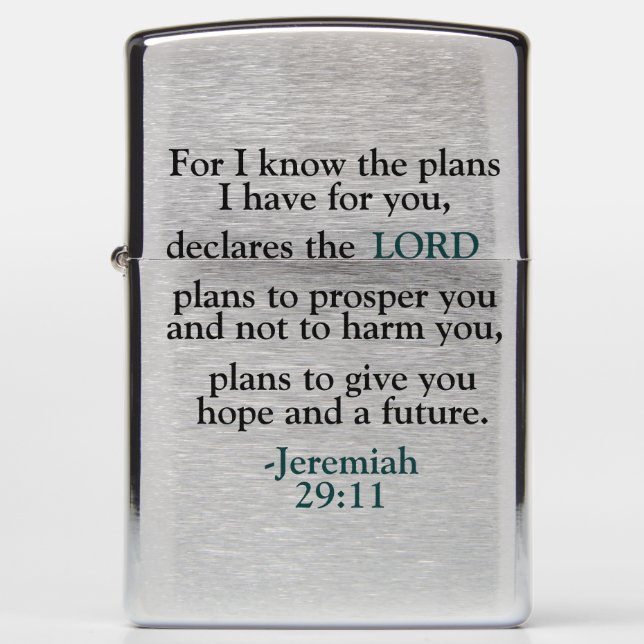 Inspirational Verse Jeremiah 29:11 Zippo Lighter (Front)