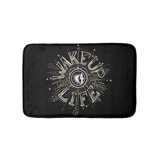 Inspirational WAKE UP 4 LIFE quote illustration Bathroom Mat (Front)