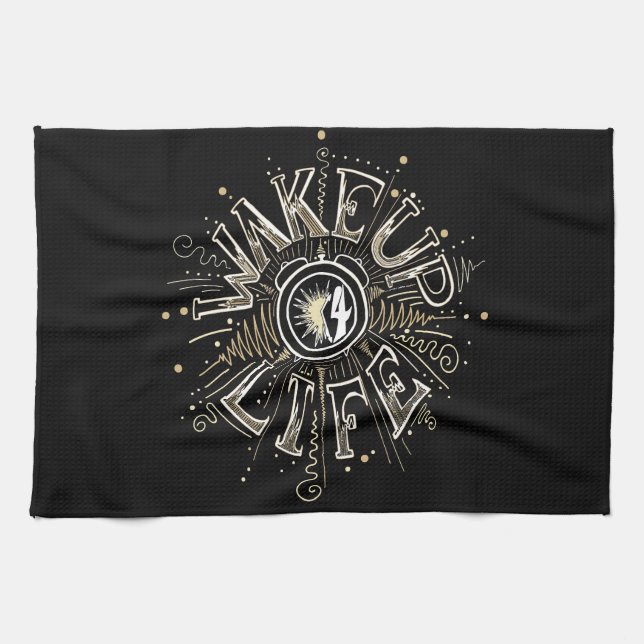 Inspirational WAKE UP 4 LIFE quote illustration Kitchen Towel (Horizontal)