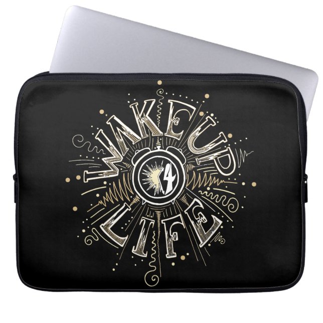 Inspirational WAKE UP 4 LIFE quote illustration Laptop Sleeve (Front)