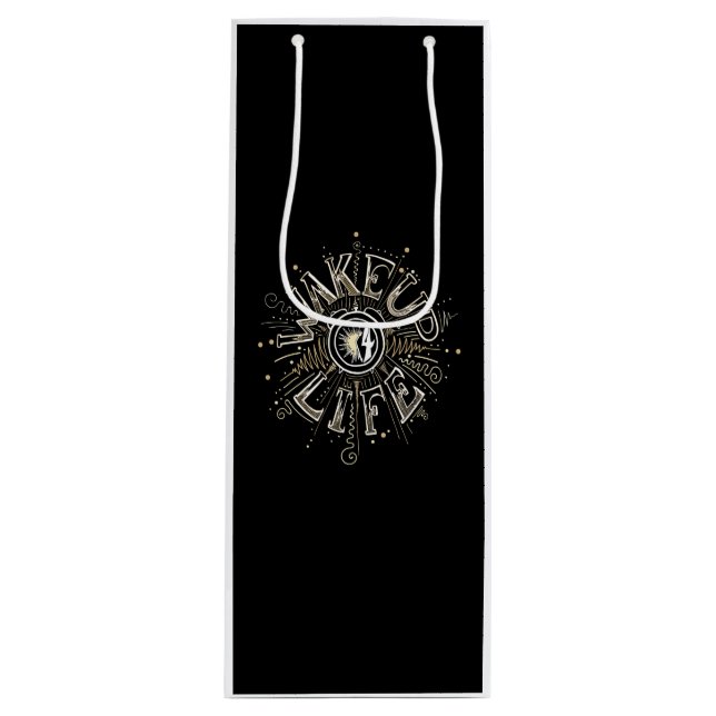 Inspirational WAKE UP 4 LIFE quote illustration Wine Gift Bag (Front)