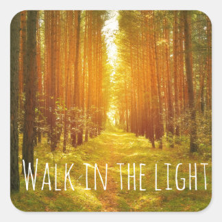 Inspirational Walk in the Light Bible Verse Square Sticker