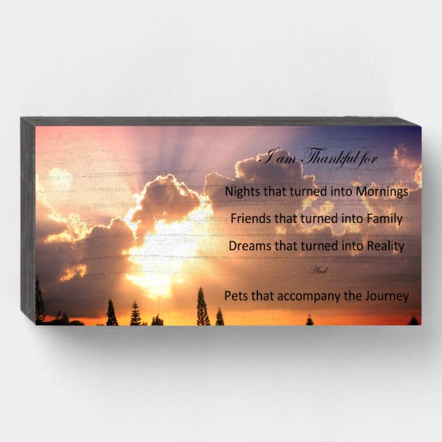  Inspirational wall plaque, sunrise  thanks Wooden Box Sign (Front Horizontal)