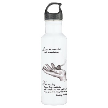 Inspirational Water Bottle Charcoal Drawing Quote by TheMurmanStore at Zazzle