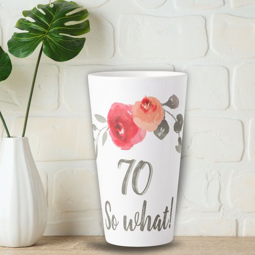 Inspirational Watercolor 70th Birthday Floral Latte Mug