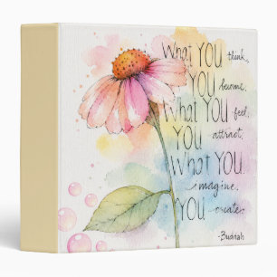 Inspirational Watercolor Wildflower Quote 3-Ring 3 Ring Binder