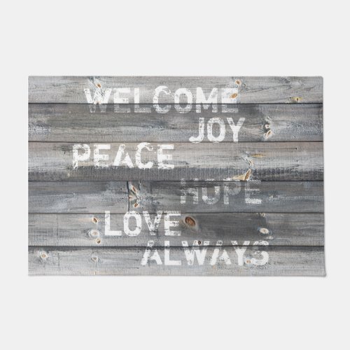 Inspirational Welcome Farmhouse Love Peace Joy Doormat