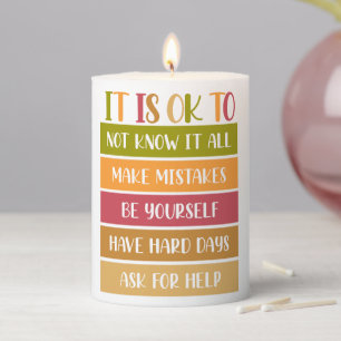 Inspirational Wellness Quote Pillar Candle
