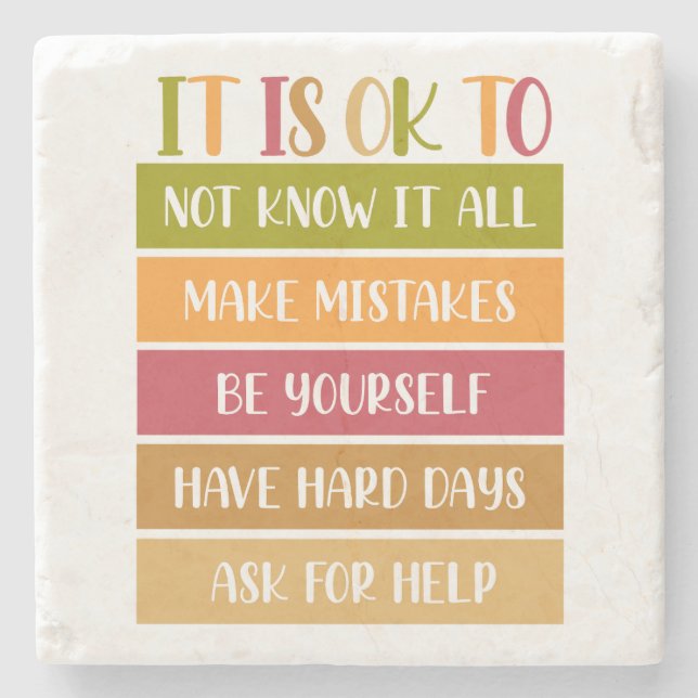 Inspirational Wellness Quote Stone Coaster (Front)