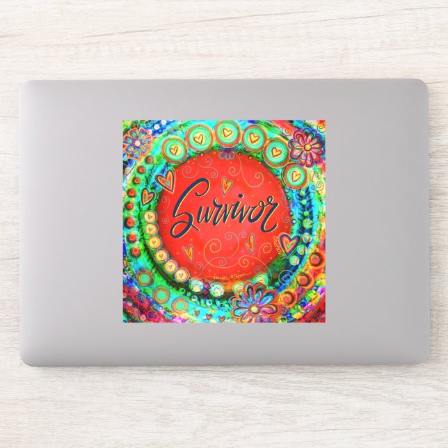 Inspirational Whimsical Red Survivor Inspirivity Sticker (Computer)