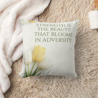 Inspirational White and Yellow Tulip Throw Pillow