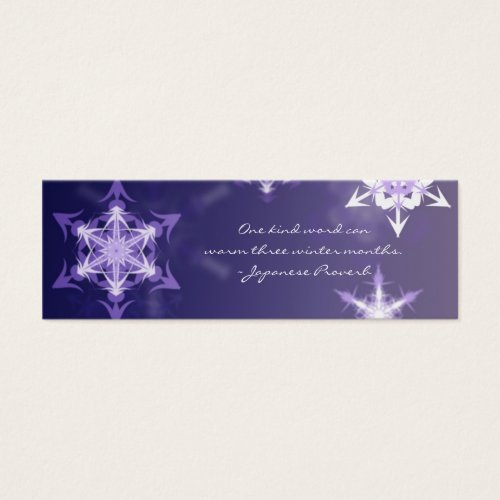 Inspirational winter snowflake bookmark with quote business cards