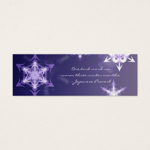 Customizable Inspirational winter snowflake bookmark with quote business cards