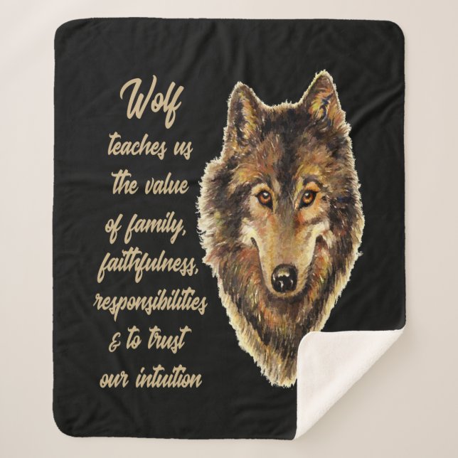 Inspirational Wolf Teaches Us About Quote Sherpa Blanket (Front)