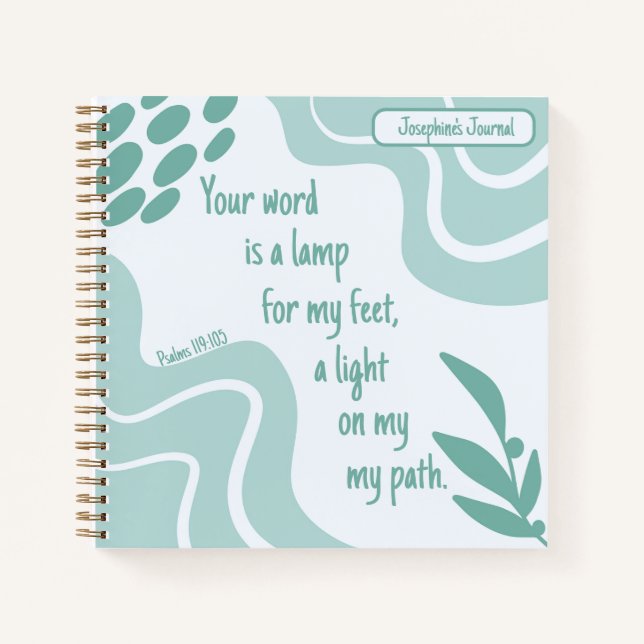 Inspirational Woman Bible Verse Sage Green Prayer Notebook (Front)