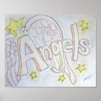 Inspirational Word Angels Art Poster Print