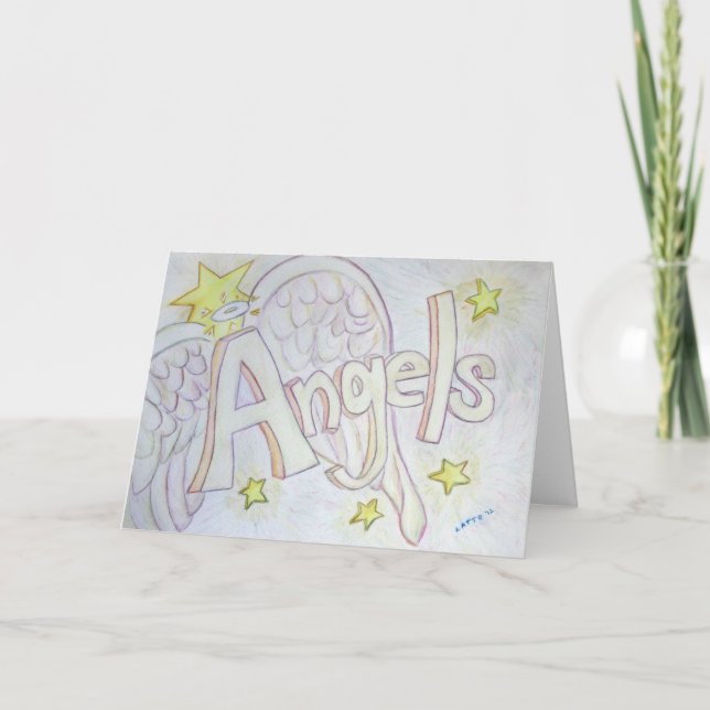 Inspirational Word Angels Greeting Card (Front)