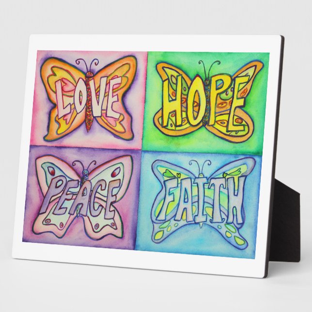 Inspirational Word Art Butterfly Painting Plaque (Side)