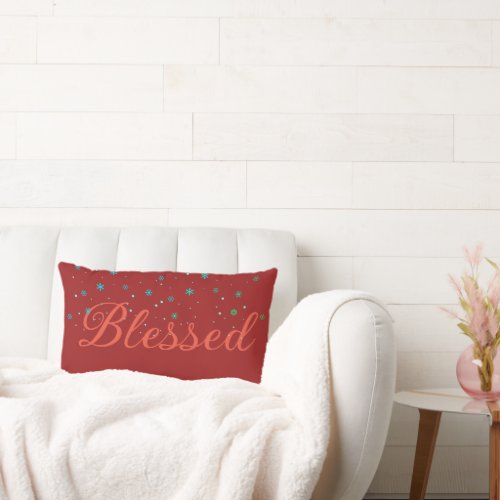 Inspirational Word Blessed Falling Snow Christmas Lumbar Pillow