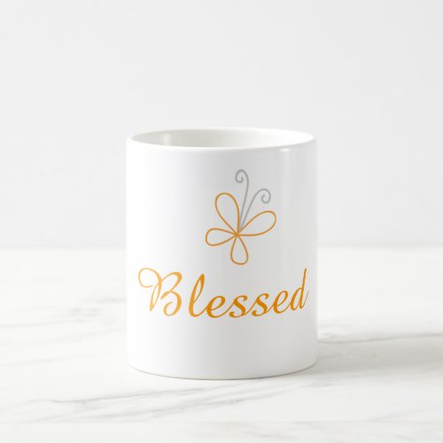 Inspirational Word Blessed with Butterfly Coffee Mug