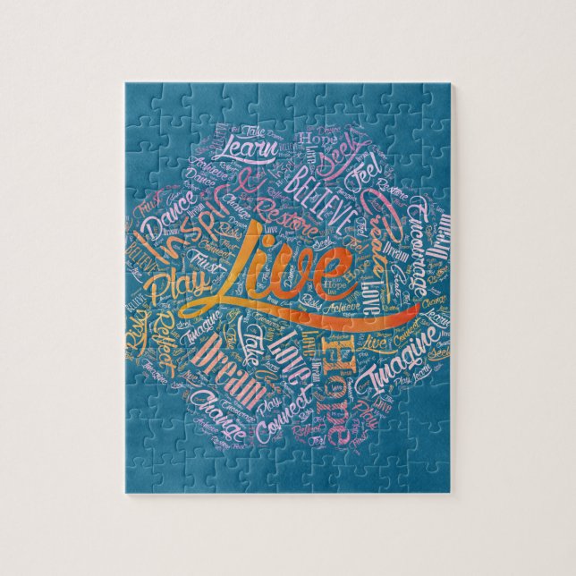 Inspirational  Word Cloud Art in Lotus Jigsaw Puzzle (Vertical)